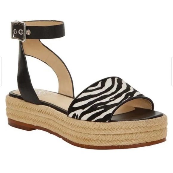 Vince Camuto Kathalia Espadrille Platform  Sandal Calf Hair Zebra Print Size 8 - Picture 1 of 15
